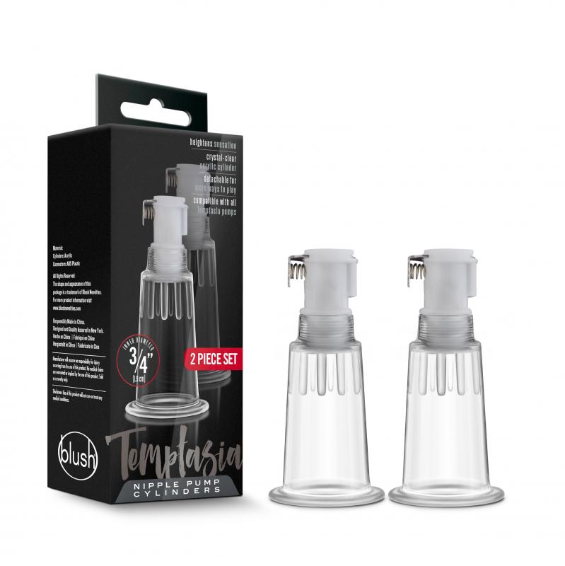 Temptasia - Nipple Pumping Cylinders - Set Of 2 (0.75 Inch Diameter) - Clea - UABDSM