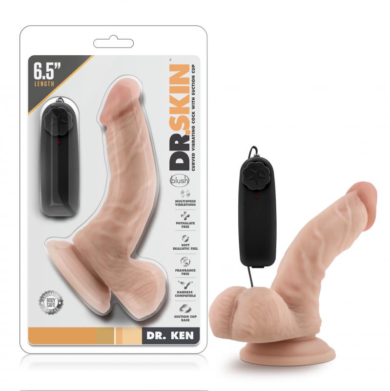 Dr. Skin - Dr. Ken Vibrator With Suction Cup 6.5 - Vanilla - UABDSM