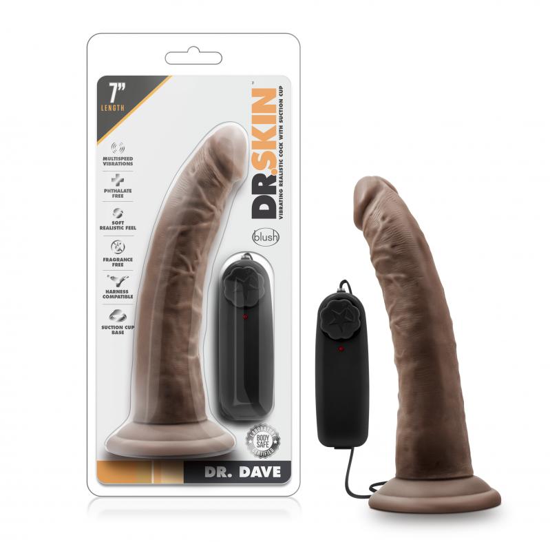 Dr. Skin - Dr. Dave Vibrator With Suction Cup - Chocolate - UABDSM