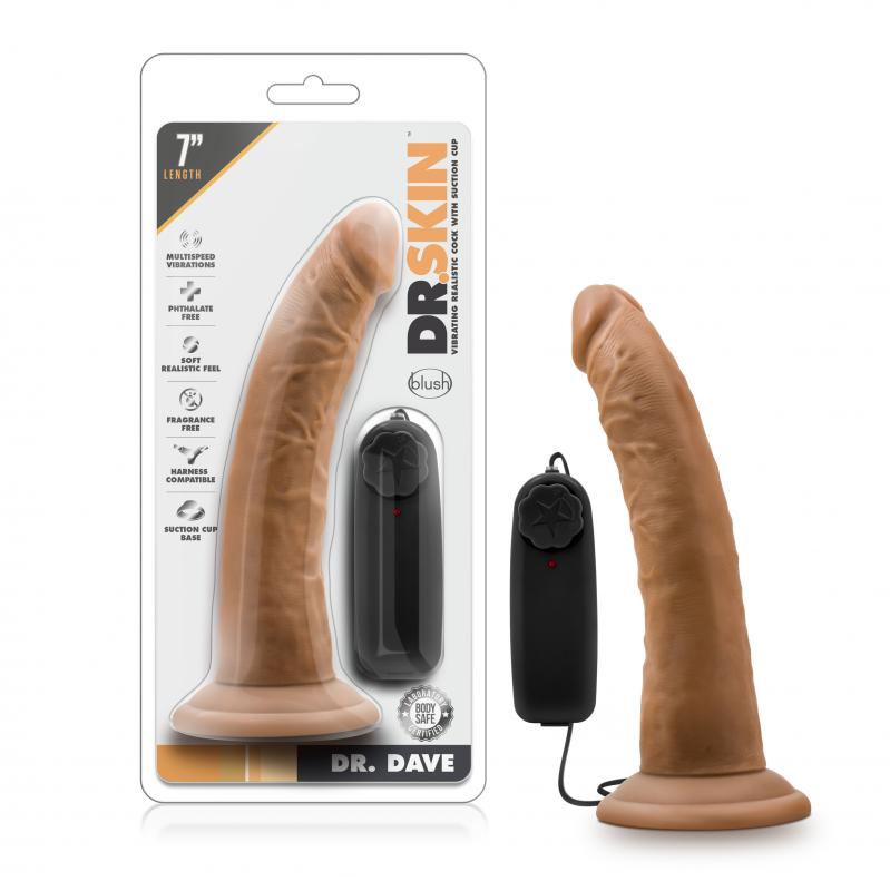 Dr. Skin - Dr. Dave Vibrator With Suction Cup - Mocha - UABDSM