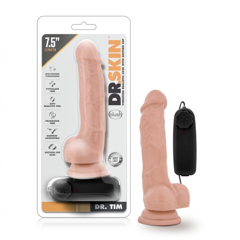 Dr. Skin - Dr. Tim Vibrator With Suction Cup 7.5 - Vanilla - UABDSM