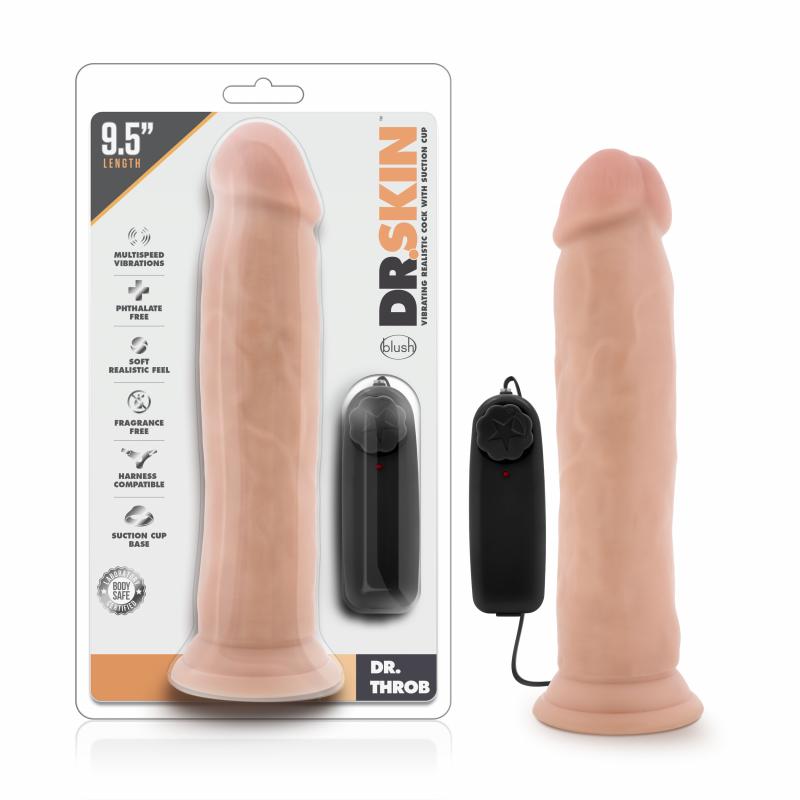 Dr. Skin - Dr. Throb Vibrator With Suction Cup 9.5 - Beige - UABDSM