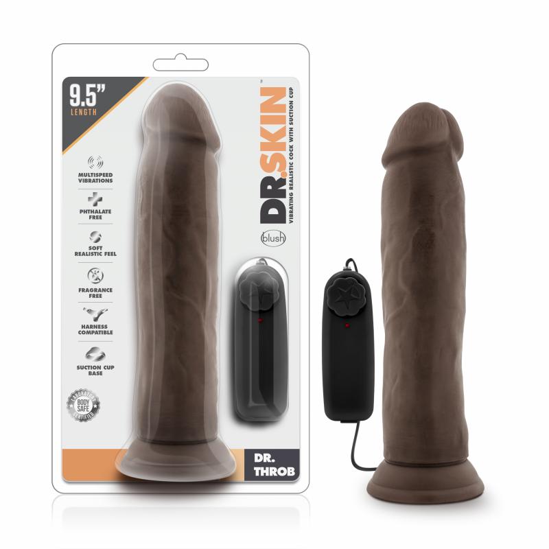 Dr. Skin - Dr. Throb Vibrator With Suction Cup 9.5 - Chocolate - UABDSM