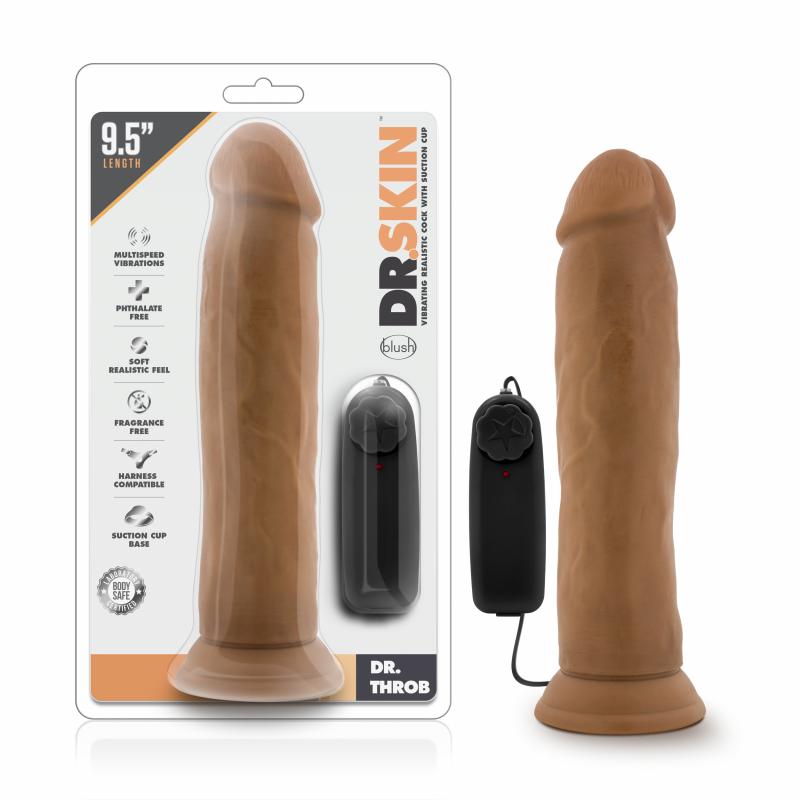 Dr. Skin - Dr. Throb Vibrator With Suction Cup 9.5 - Mocha - UABDSM