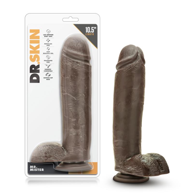 Dr. Skin - Mr. Mister Dildo With Suction Cup 10.5 - Chocolate - UABDSM