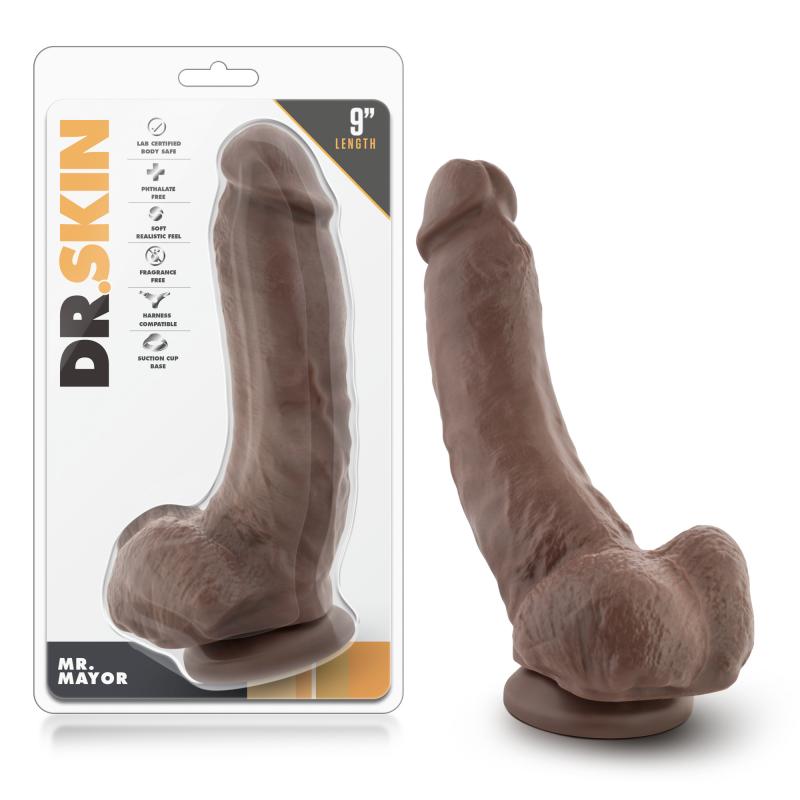 Dr. Skin - Mr. Mayor Dildo With Suction Cup 9 - Chocolate - UABDSM