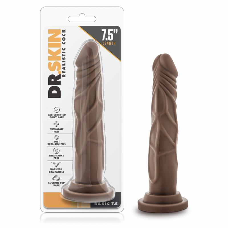 Dr. Skin - Realistic Dildo With Suction Cup 7.5 - Chocolate - UABDSM