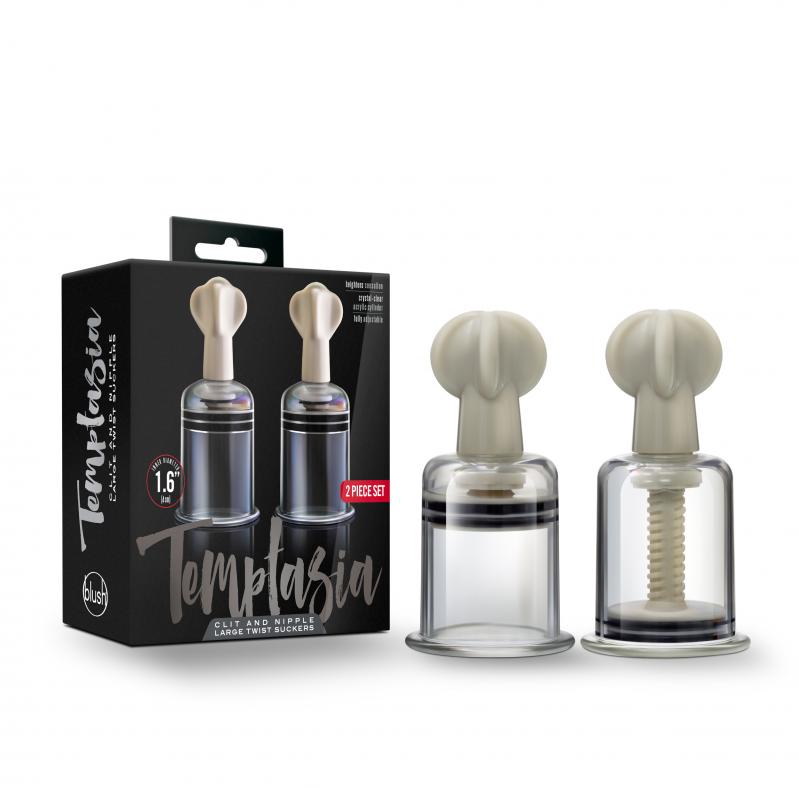 Temptasia - Clit And Nipple Large Twist Suckers - Set Of 2 - Clear - UABDSM