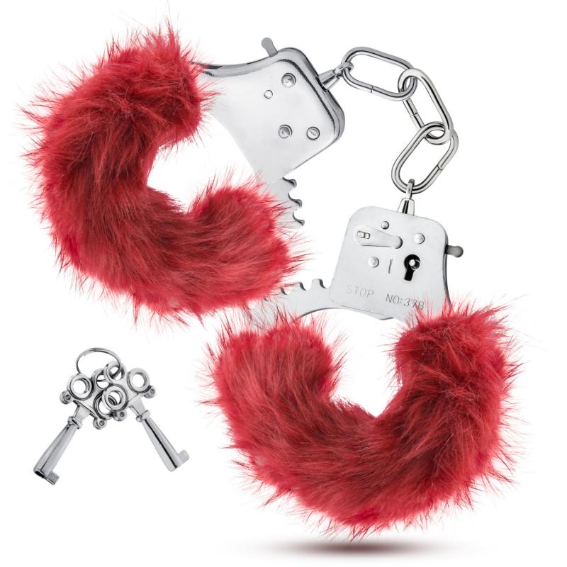 Temptasia - Plush Fur Cuffs - Burgundy - UABDSM