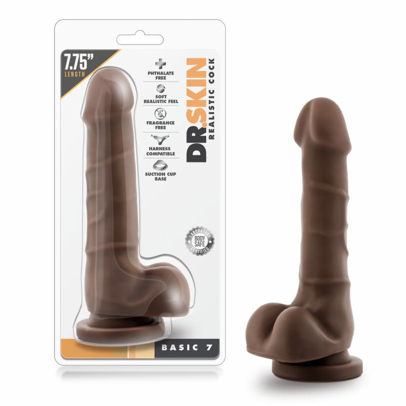 Dr. Skin - Realistic Dildo With Suction Cup 7.75 - Chocolate - UABDSM