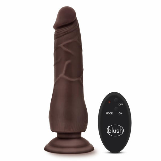 Dr. Skin - 9 Inch 10 Function Wireless Remote Dildo - Chocolate - UABDSM