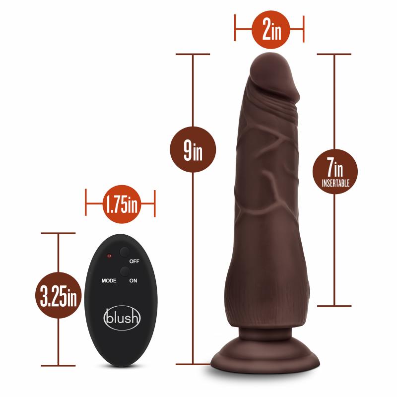 Dr. Skin - 9 Inch 10 Function Wireless Remote Dildo - Chocolate - UABDSM