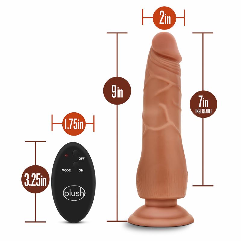 Dr. Skin - 9 Inch 10 Function Wireless Remote Dildo - Mocha - UABDSM