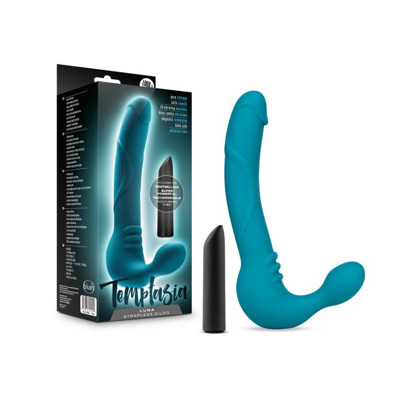 Temptasia - Luna Vibrating Strapless Strap-on - Teal - UABDSM