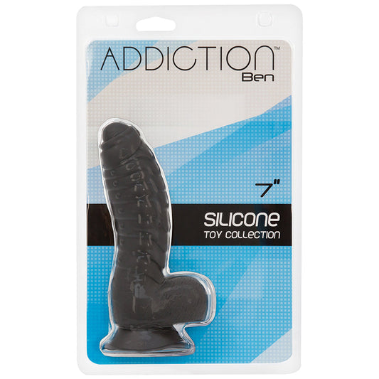 Addiction - Ben - 7 Dildo With Balls - Black - UABDSM