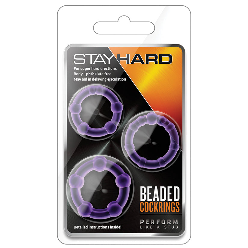 Stay Hard Beaded Cockrings-Purple - UABDSM