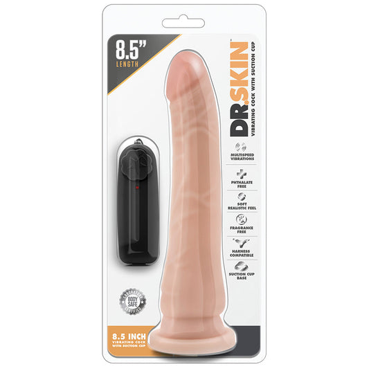 Dr. Skin - 8.5 Inch Vibrating Realistic Cock  With Suction Cup - Vanilla - UABDSM