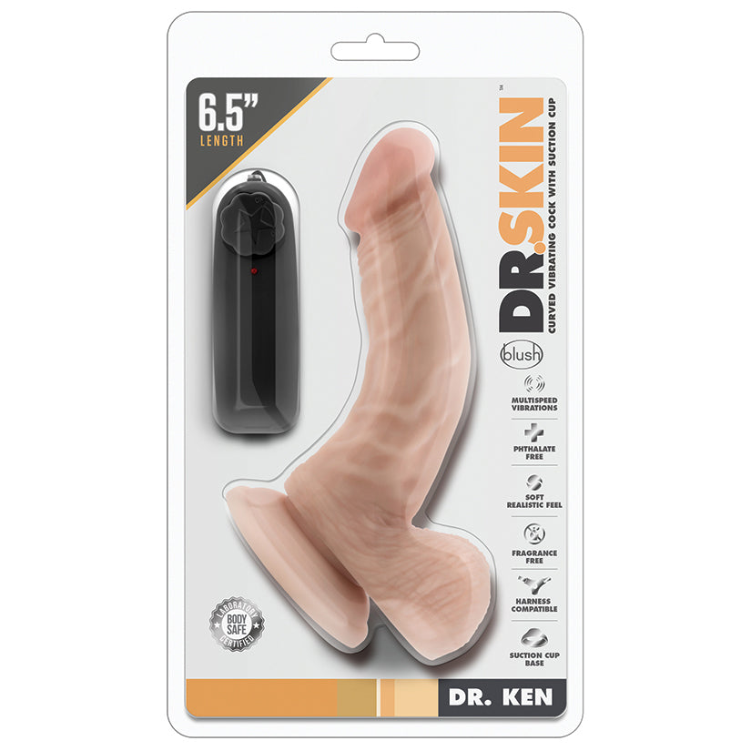 Dr. Skin - Dr. Ken - 6.5 Inch Vibrating Cock With  Suction Cup - Vanilla - UABDSM
