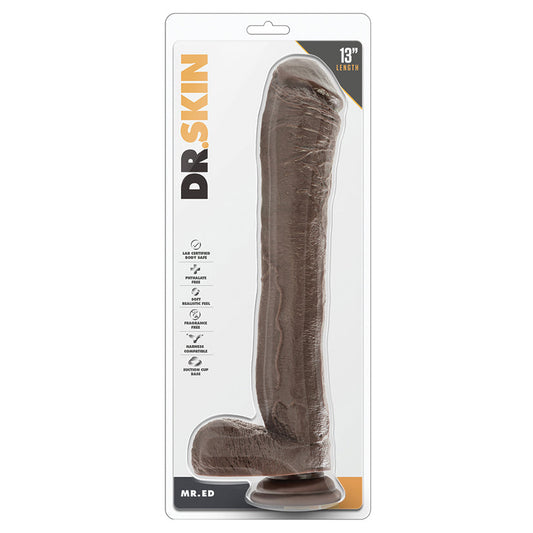 Dr. Skin Mr. Ed 13 Dildo With Suction Cup -  Chocolate - UABDSM