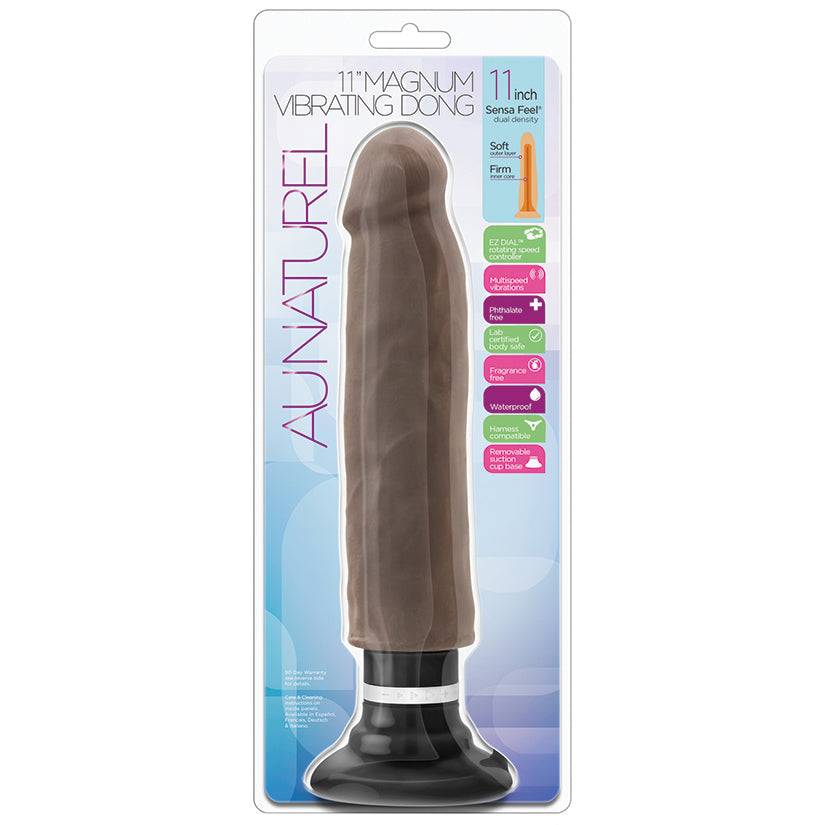 Au Naturel - 11 Inch Sensa Feel Magnum Vibrating  Dong - Chocolate - UABDSM