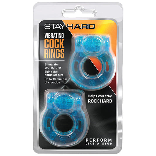 Stay Hard Vibrating Cock Rings - 2 Pack - Blue - UABDSM