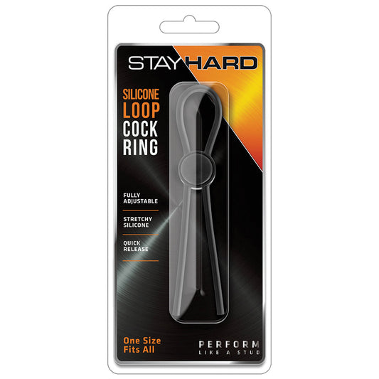 Stay Hard Silicone Loop Cock Ring-Black - UABDSM