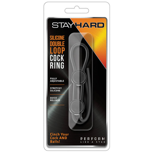 Stay Hard - Silicone Double Loop Cock Ring  - Black - UABDSM