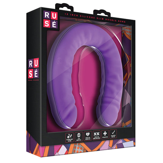 Ruse Silicone Slim Double Dong-Purple 18 - UABDSM
