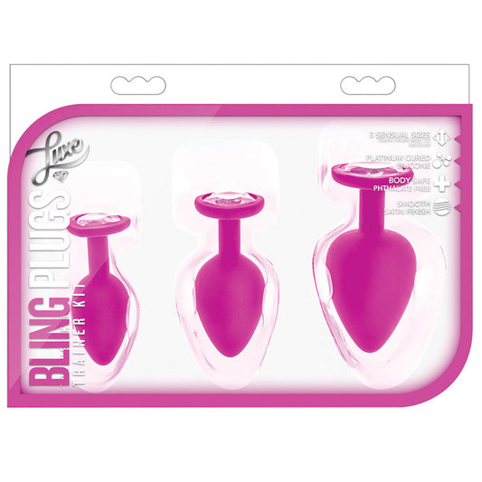 Luxe - Bling Plugs Training Kit - Pink With White Gems - UABDSM