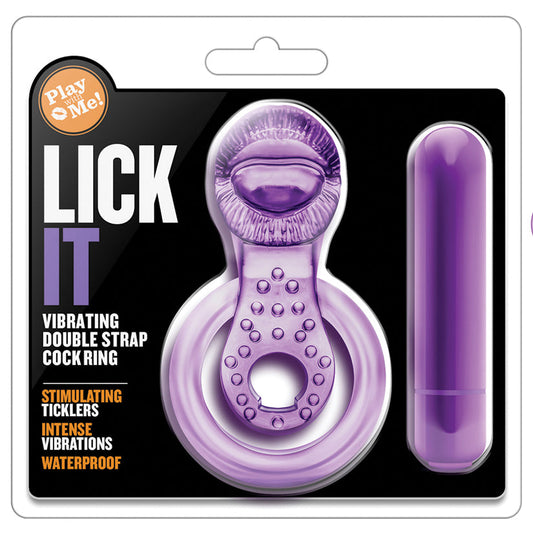 Play With Me Lick It Double Strap Cockring-Purple - UABDSM