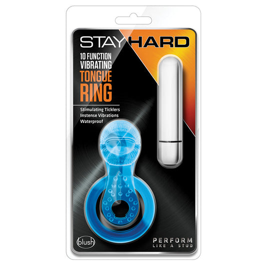 Stay Hard 10 Function Vibrating Tongue Ring-Blue - UABDSM