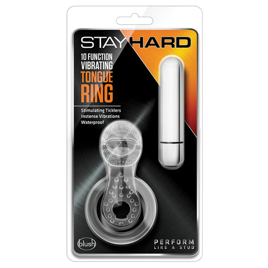 Stay Hard 10 Function Vibrating Tongue Ring-Clear - UABDSM