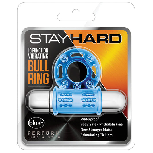 Stay Hard 10 Function Vibrating Bull Ring - Blue - UABDSM