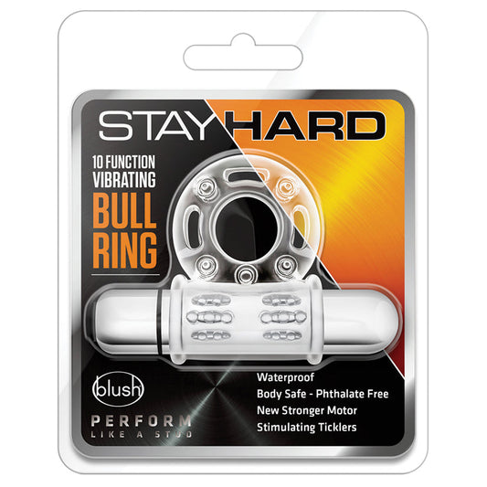 Stay Hard 10 Function Vibrating Bull Ring-Clear - UABDSM