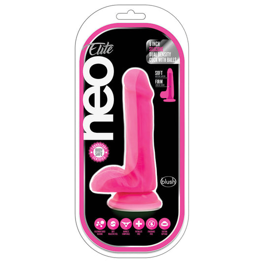 Neo Elite Silicone Dual Density Cock with Balls-Neon Pink 6 - UABDSM