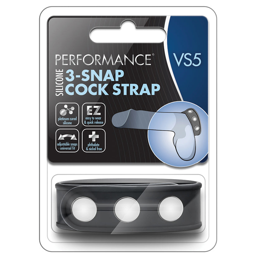 Performance - Vs5 - Silicone 3 - Snap Cock Strap - Black - UABDSM