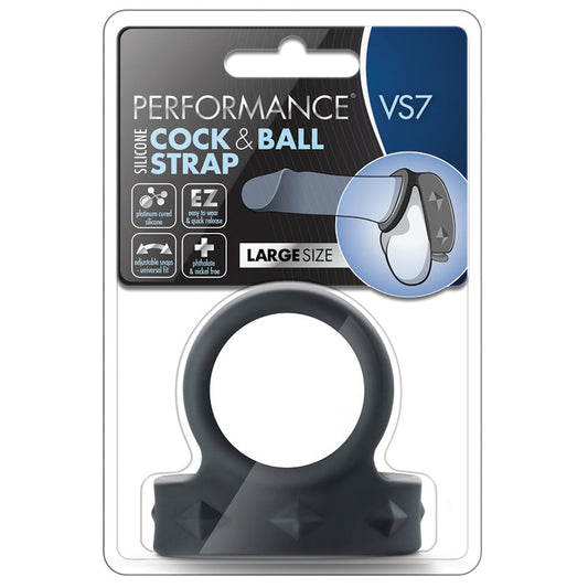 Performance - Vs7 - Silicone Cock & Ball Strap  Large - Black - UABDSM