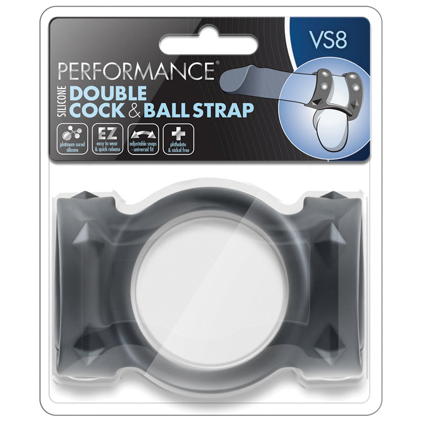 Performance - Vs8 - Silicone Double Cock & Ball Strap - Black - UABDSM