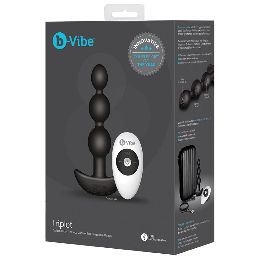 B-Vibe Triplet Anal Beads-Black - UABDSM