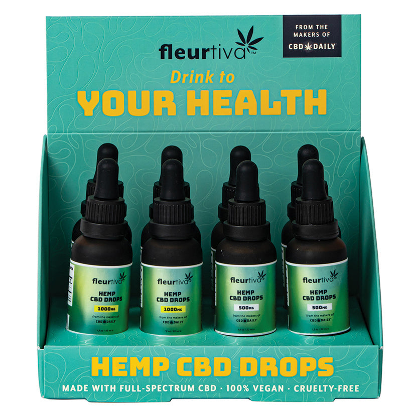 Fleurtiva Hemp CBD Drops Display of 8 - UABDSM