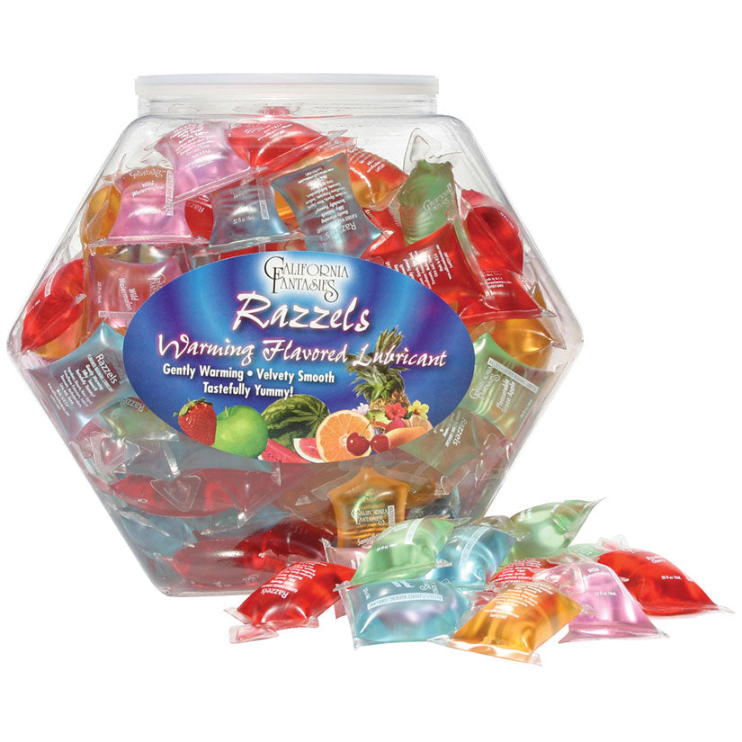 Razzels Warming Lubricant - 100 Pillow Fishbowl - Assorted Flavors - UABDSM