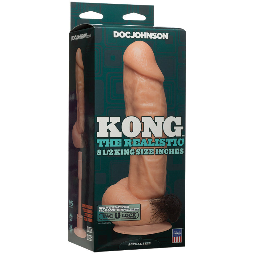 Kong the Realistic 8.5 Inch With Removable Vibrating Vac-U-Lock Suction Cup - Vanilla - UABDSM