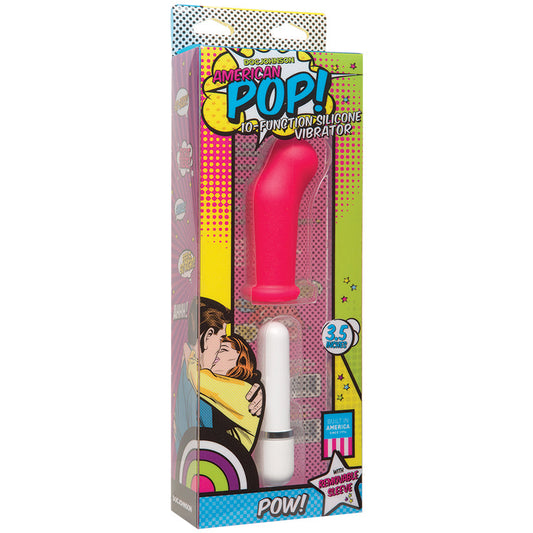 American Pop! Pow! 10 Function Silicone Vibrator - Pink - UABDSM