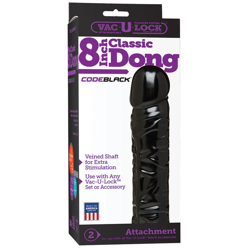 Vac-U-Lock Codeblack 8-Inch Classic Dong - UABDSM