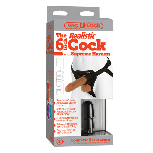 Vac-U-Lock-Realistic Cock w/Harness-Brown 6 - UABDSM