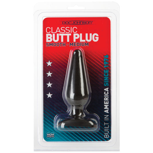 Classic Butt Plug Smooth - Medium - Black - UABDSM