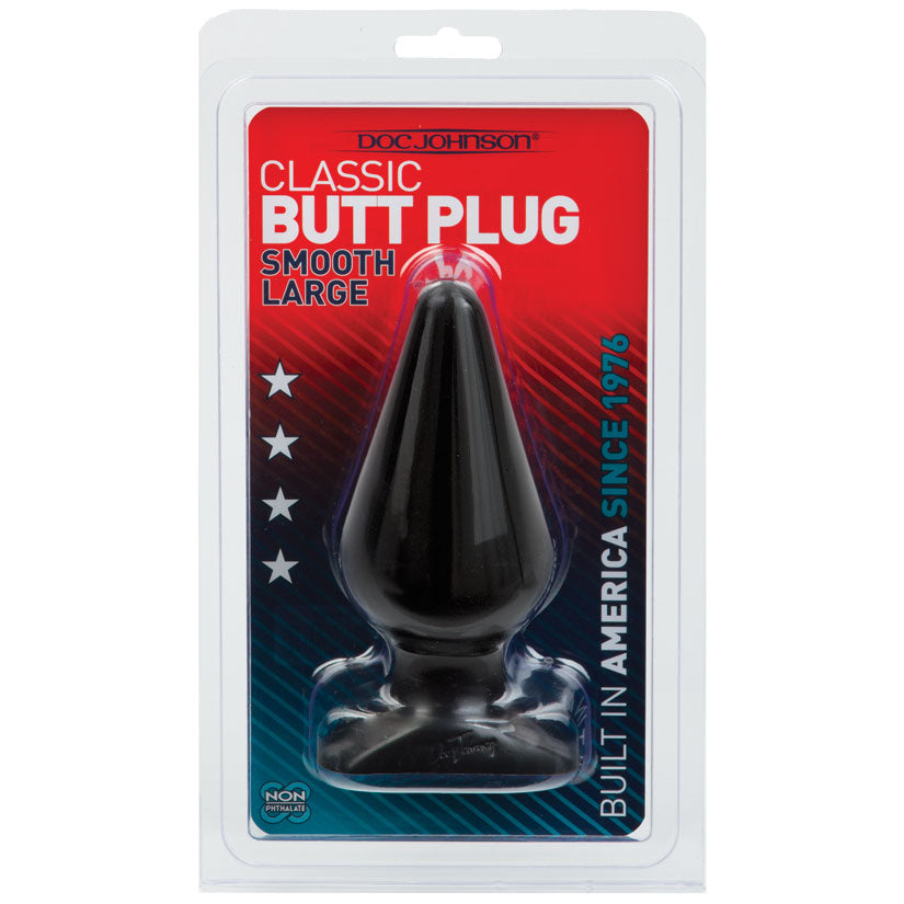 Classic Butt Plug Smooth - Large - Black - UABDSM