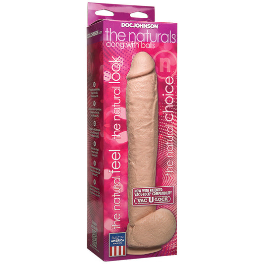 The Naturals 12 Inch Natural Dong With Balls - White - UABDSM
