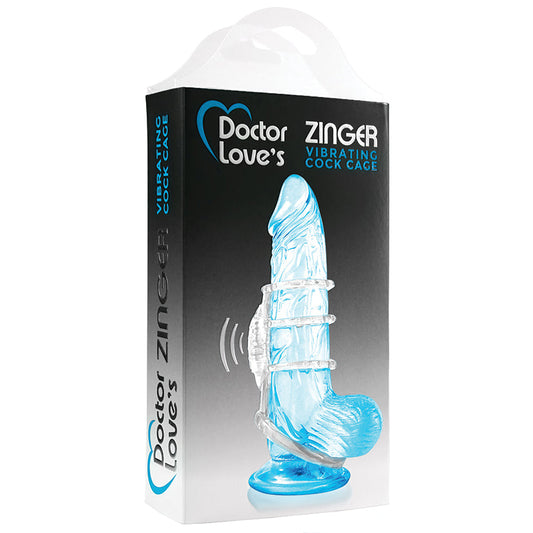 Doctor Loves Zinger Vibrating Cock Cage-Blue - UABDSM