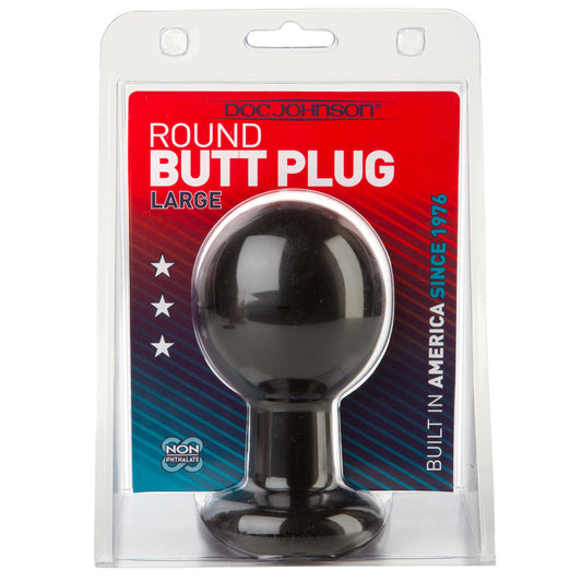 Round Large Black Butt Plug - UABDSM